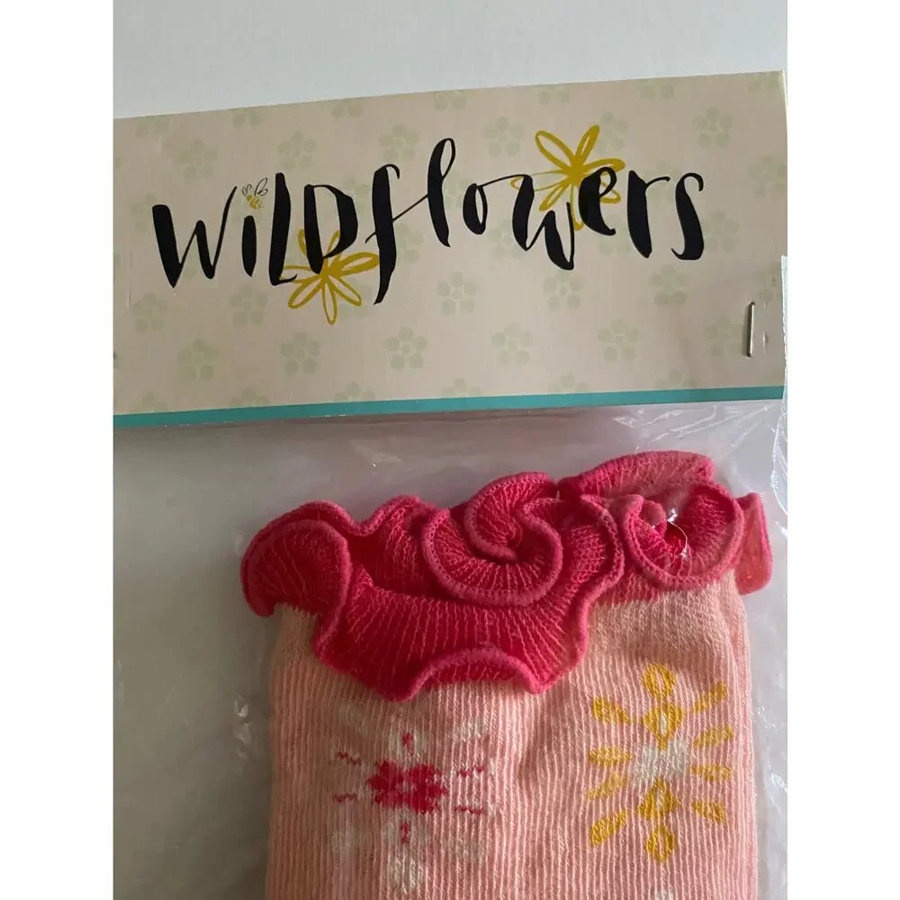 Wildflowers Girls Show Choir Pink and Green Socks Size Medium (11-4Y)